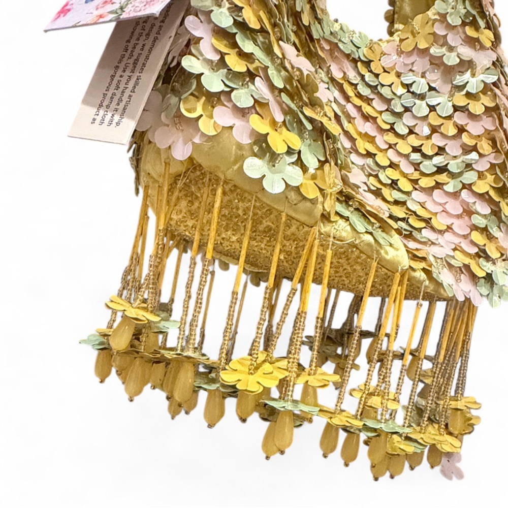 Pastel Floral Beaded Fringe Mini Hobo Bag NWT - Picture 4 of 10